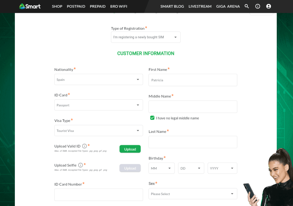 Pasos registrar sim smart filipinas