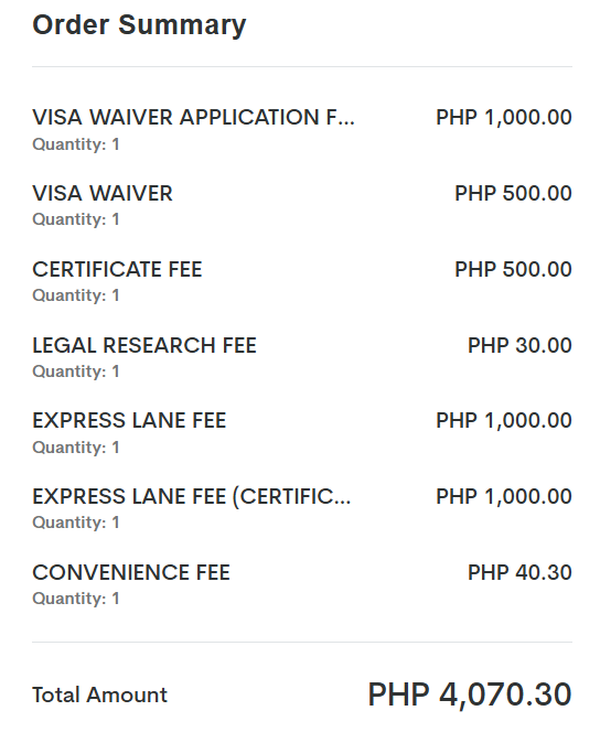 Visa Waiver pago tasas