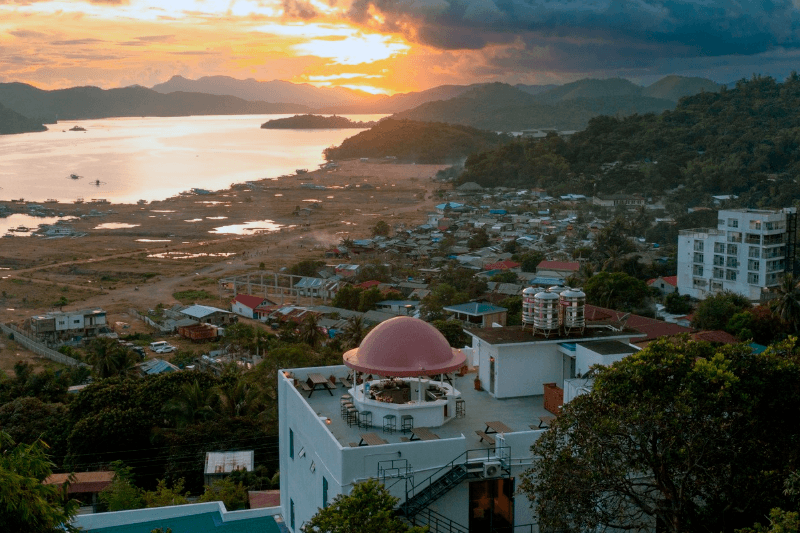 Hop hostel atardecer en Coron